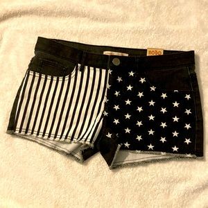 NoBO | Junior  Black Sterling Flag Striped Jean Shorts - Size 11